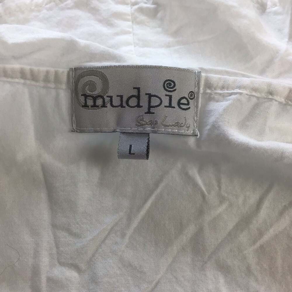 Mud Pie Sea Lady White Cotton Sleeveless Mini Cover Up Dress Lace Trim Large - Picture 8 of 10